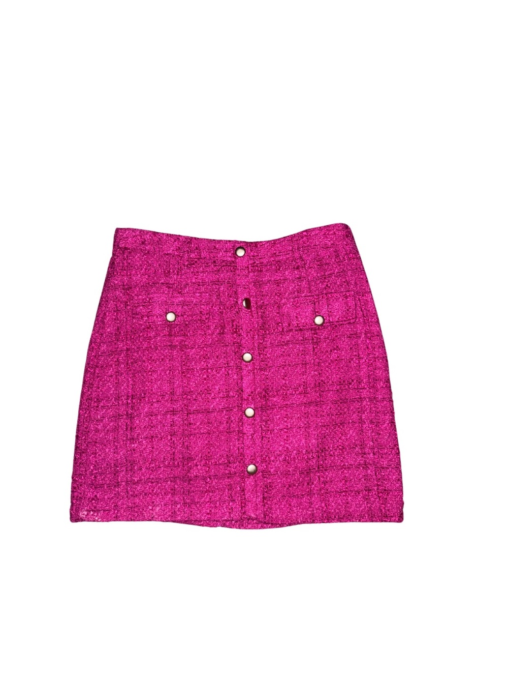 NWOT Nine West Pink Tweed Button Front Mini Skirt Size L